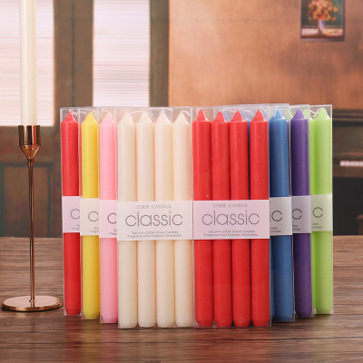 Red and White Candle Household Lighting Candle Daily Ordinary Candle Smoke-Free Romantic Wedding Long Brush Holder Emergency Candle Wholesale