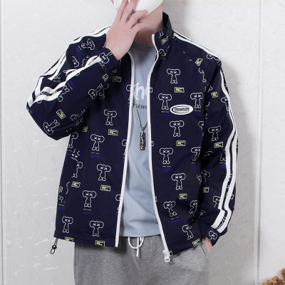 Spring and Summer New Trendy Unique Thin Jacket Men's Youth Fashion Casual Fashion Brand Letter Printed Slim Thin Jacket