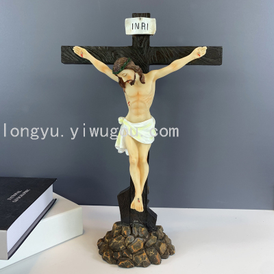 Cross-Border Cross-Shaped Figure Statue Decoration Christmas Gift Home Decoration Resin Crafts