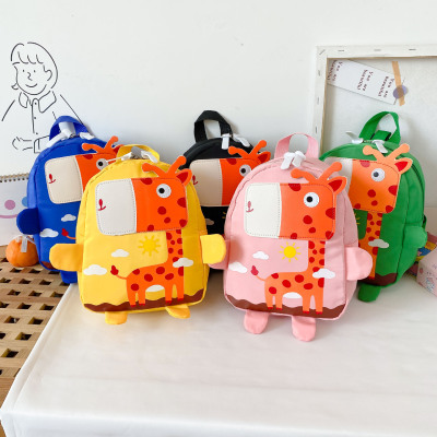 Kindergarten Waterproof Schoolbag Cute Cartoon Giraffe Bag Girl's Backpack Korean Style Boy Anti-Lost Backpack