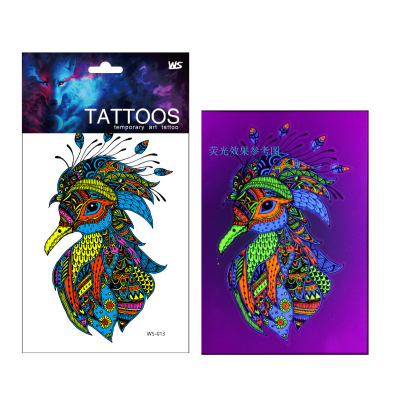 WS Fluorescent Tattoo Sticker Decorative Sticker Face Pasters Arm Stickers Back Sticker Disposable Tattoo Factory Wholesale