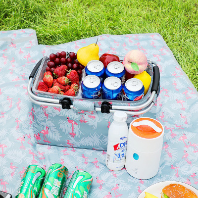 Outdoor Thermal Basket Aluminum Foil Thickening Picnic Basket Oxford Cloth Folding Picnic Bag Thermal Insulation Ice Bag Ice Basket Customized Wholesale