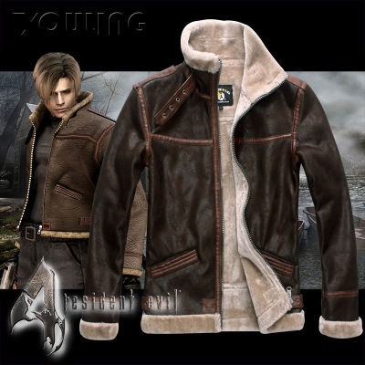 Resident Evil 4 Lyon Same Style Jacket Cos Leather Coat Surrounding the Game Autumn and Winter Men's Clothing
