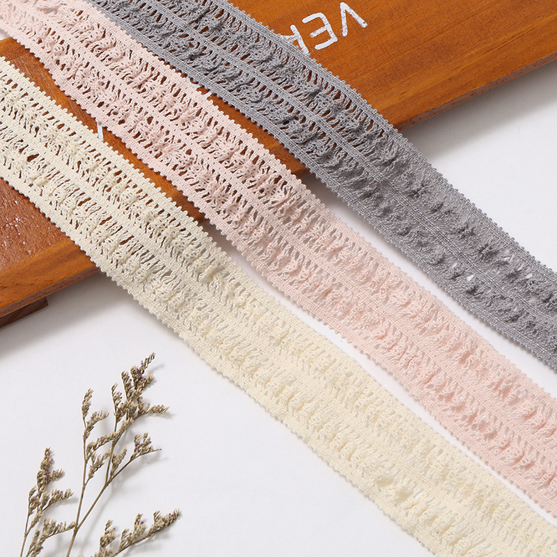 新款彩色3.5cm纯棉弹力花边 发饰发带 DIY手工辅料