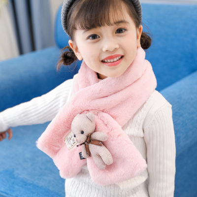 Baby Scarf Autumn and Winter Djungarian Hamster Children's Men's Scarf Winter Warm Korean Fashionable All-Match Children's Plush Imitation Rabbit Fur