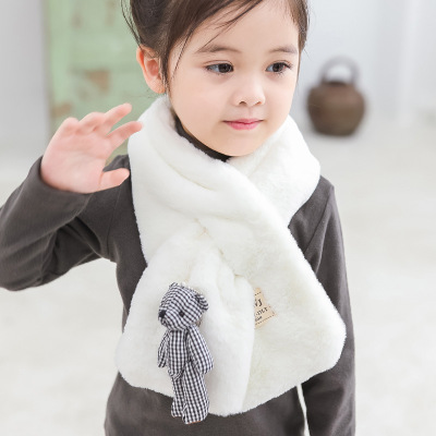 New Korean Princess Male and Female Baby Toddler Children Teens Parent-Child Rabbit Fur Children's Scarf Thickened Warm and Cute