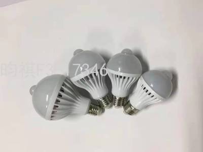 LED Infrared Induction Lamp 5W Human Body Induction Lamp Bubble LED Bulb Warm White Light Intelligent Household Induction Bulb