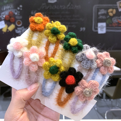 Japanese and Korean Handmade Plush Flower Barrettes Back Head Online Influencer Headdress Girl Side Clip Hairpin Hairpin Headdress Set