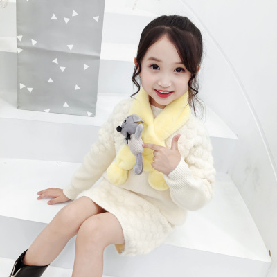 Children's Scarf Winter New Girls' Korean Style Cute Thickening Warm Double Ball Stereo Doll Petrina Mouse Neckerchief Cover