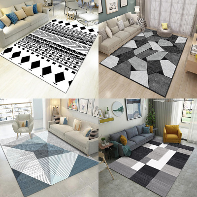Factory Customized Nordic Entrance Bedroom Household Printed Living Room Carpet Wholesale Modern Geometric Sofa Table Carpet