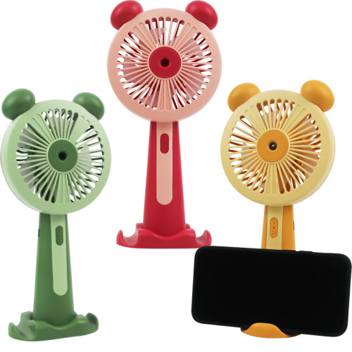 Cartoon USB Spray Fan Charging Humidifier Portable Student Desktop Handheld Mini Fan Gift