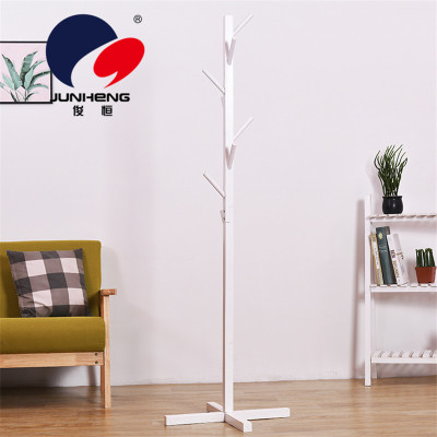 Solid Wood Hanger Floor Bedroom Coat Rack Simple Modern Single Pole Clothes Hanger Home Room Storage Bag Hanging Rack