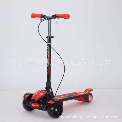 Children's High-Meter Scooter Children's 6-14 Years Old with Handbrake Children's Single-Legged Scooter Four-Wheel Luminous Walker Car