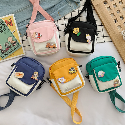 Wholesale Contrast Color Casual Crossbody Bag Female Student New 2021 Korean Nylon Artistic One-Shoulder Phone Small Square Bag