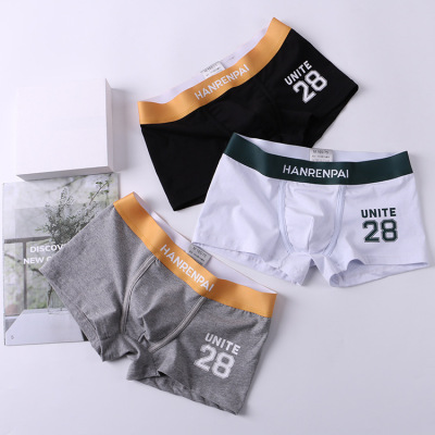 Korean Style Sports Men Underwear Trendy Men's Underwear Breathable Personality Youth Boxer Printed Underwear Men