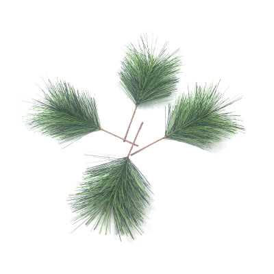 Artificial Plant Pine Needle Leaf Sun Protection Fireproof Single-Head Medium Pine Needle Evergreen Welcome Pine Leaf Shaped Factory Wholesale