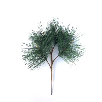 Artificial Plant Pine Branches and Leaves PVC Fireproof Sun Protection 4 Heads Pine Needle Heads Pine Trees Welcome Pine Leaf Shaped