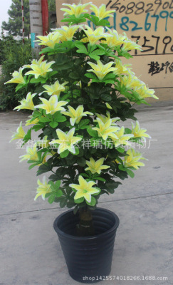 Artificial Silk Flower Plant Fake Trees 1.5 M Lily Leaf Tree Tiger Orchid Pot Ground Bonsai Decoration Wholesale
