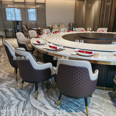 Dandong Star Hotel Solid Wood Table and Chair Seafood Restaurant Box Solid Wood Chair Modern Light Luxury Bentley Chair