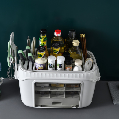Fashion Multi-Purpose Kitchen Rack Condiment Dispenser Seasoning Containers Bottle Set Combination Knife Holder One Generation
