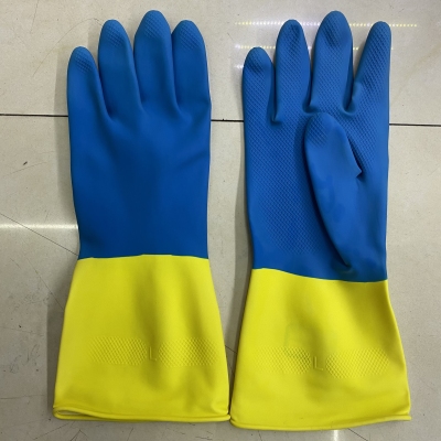 Dishwashing Gloves Thick Two-Color Industrial Kitchen Car Wash Latex Wear-Resistant