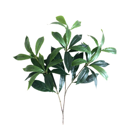 2021 New Artificial Green Plant Nanmu Leaf Three-Fork Branch Photography Background Leaf Screen Engineering Decoration Wholesale