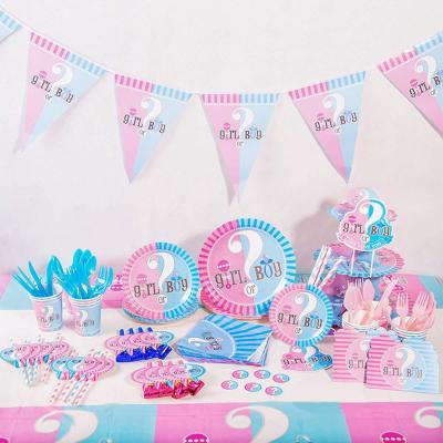Party Supplies Kids Boys Girls Gender Reveal Birthday Party Paper Cup Tableware Set