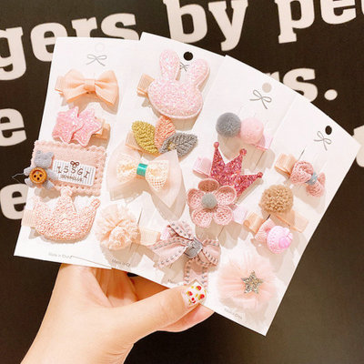 [Do Not Hurt Hair] Baby Barrettes Cute Refreshing Children Barrettes Pink Carton Suit Infant Clip