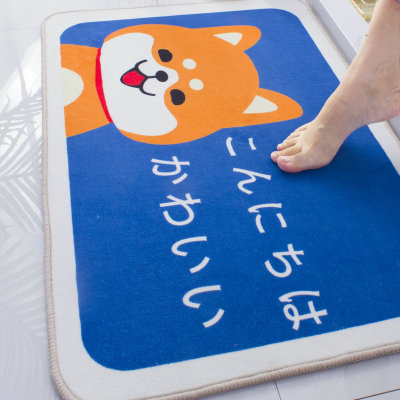 New Japanese-Style Cartoon Flocking Cashmere Floor Mat Bedroom Bathroom Bathroom Absorbent Home Doorway Door Mat