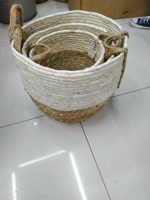 Hand-Woven Corn Leaf Storage Basket