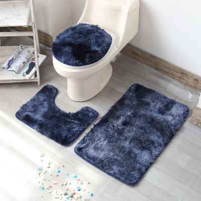 Silk Wool Toilet Three-Piece Plush Carpet 3-Piece Tie-Dyed Carpet Bathroom Three-Piece Absorbent Floor Mat