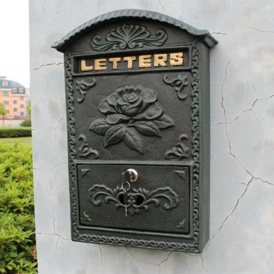 European Cast Iron Mailbox Peony Letter Box