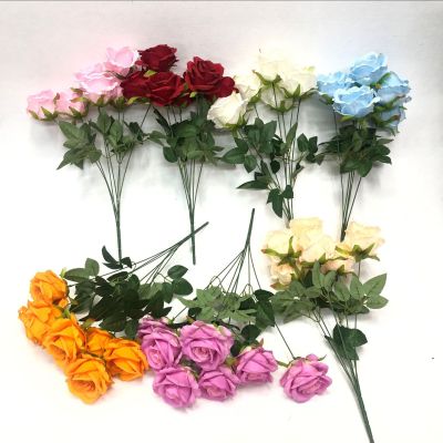 Artificial Rose Artificial Flower Rose Handle Bunch of 7 Roses Wedding Decoration Flower Fake Flower and Plastic Flower