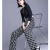 2021 Spring and Summer New High Waist Slimming Draping Casual Straight Pants Women's Hong Kong Style Letter Printed Wide Leg Pants Trousers