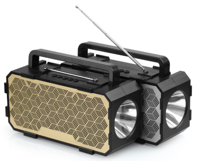 This new model.813T FM radio. USB/TF card music player. Built -in Bluetooth. With rechargeable battery. Dc 5v in jack