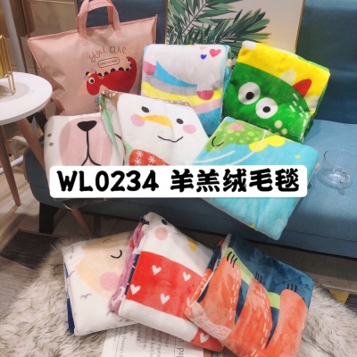 Wl0234! Dongdaemun Same Product Children's Cartoon AB Double-Sided Super Soft Berber Fleece Blanket