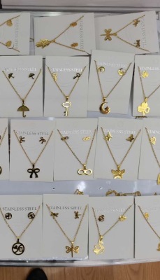 Elegant Letter Style High Sense Online Celebrity Earring Pendant Stainless Steel Small New Trendy 2021 Fashion Chain Set