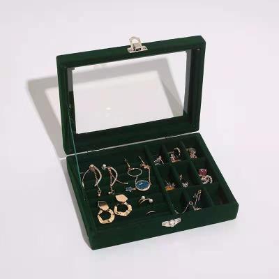 Exquisite Gray-Green Jewelry Storage Box Large Capacity Household Ring Earrings Split Small and Simple Jewelry Box