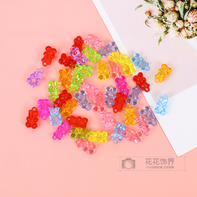 DIY Ornament Accessories Transparent Korean Style Little Bear Pendant Color Acrylic Cartoon Small Pendant Earrings String Beads Materials