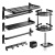 Nordic Towel Rack Alumimum Bath Towel Rack Black European Bathroom Punch-Free Storage Rack Bathroom Pendant Set