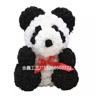 40cm Rose Bear Artificial Foam Flower Rose Panda Decorations or Gifts For Memorial Day and Festival Thanksgiving Day Bir