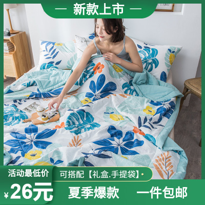Summer Hot Washed Cotton Printed Summer Quilt Special Offer All Cotton Air-Conditioning Duvet Community Group Purchase Wholesale Summer Blanket Machine Washable