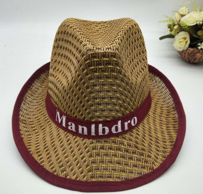 Factory Direct Sales Summer Children's Top Hat Fashion Casual Straw Mat Back Warped Men's Hat Sun-Shade Beach Hat