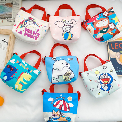 Children's Cute Cartoon Printed Canvas Handbag 2021 Western Style Hand Gift Wedding Shop Customized Girl's Crossbody Bag