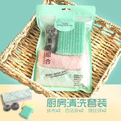 Cleaning Set Rag Steel Wire Ball Scouring Pad 6-Piece Set Hot Sale