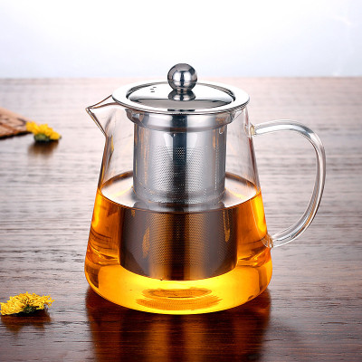 Factory Wholesale Extra Thick Glass Teapot Heat-Resistant Flowering Tea Pot Teapot Stainless Steel Filter Teapot Tea Set