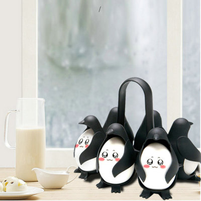 Multi-Purpose Three-in-One Egg Steamer Penguin 6-Pack Hot Egg Maker Creative Storage Rack Penguin Egg Boiler