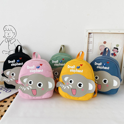 New Cartoon Baby Elephant Children's Backpack Korean Cute Boys and Girls Baby Canvas Backpack Kindergarten Backpack Customized