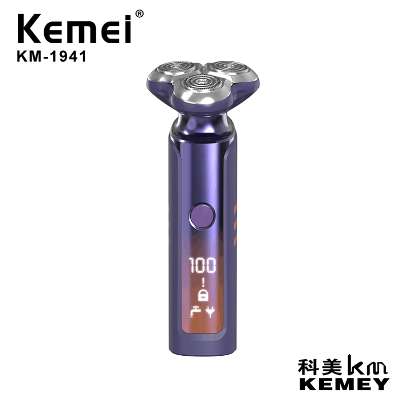 Cross-Border Factory Direct Supply Shaver Kemei KM-1941 Shaver Smart Digital Display USB Rechargeable