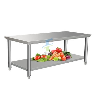 Commercial Double-Layer Flat Table 1.80.8 M Kitchen Console Stainless Steel Shelf